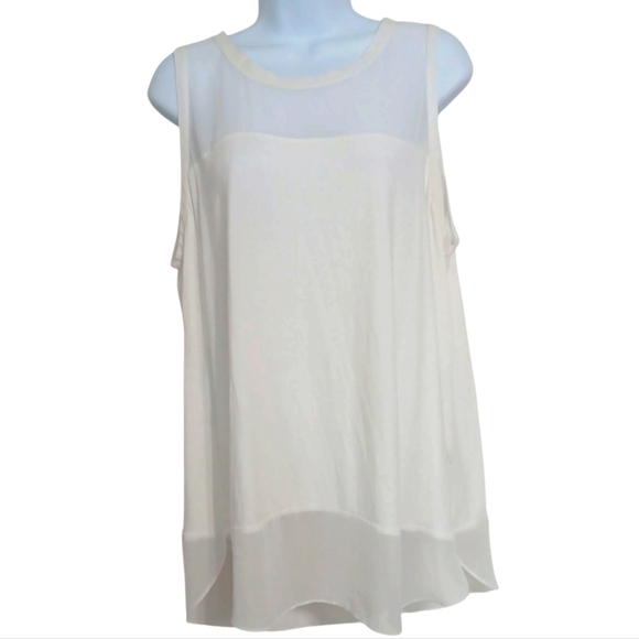 Vince Camuto White Semi-Sheer Sleeveless Blouse Size X-Large - Picture 1 of 4